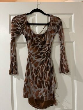 Fashionova  Animal Print Long-Sleeve Bodycon Dress